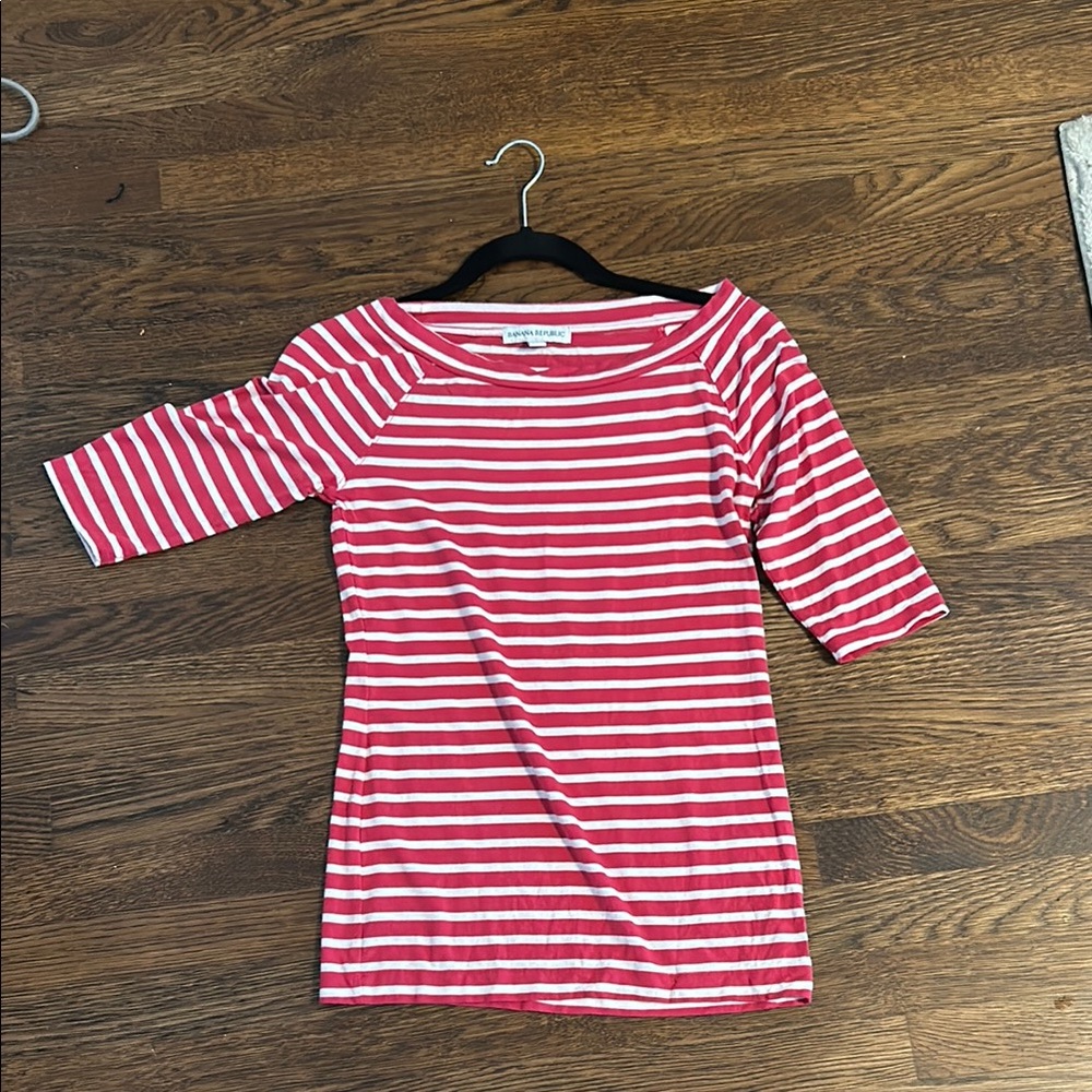 J. Crew Red and White Striped Top